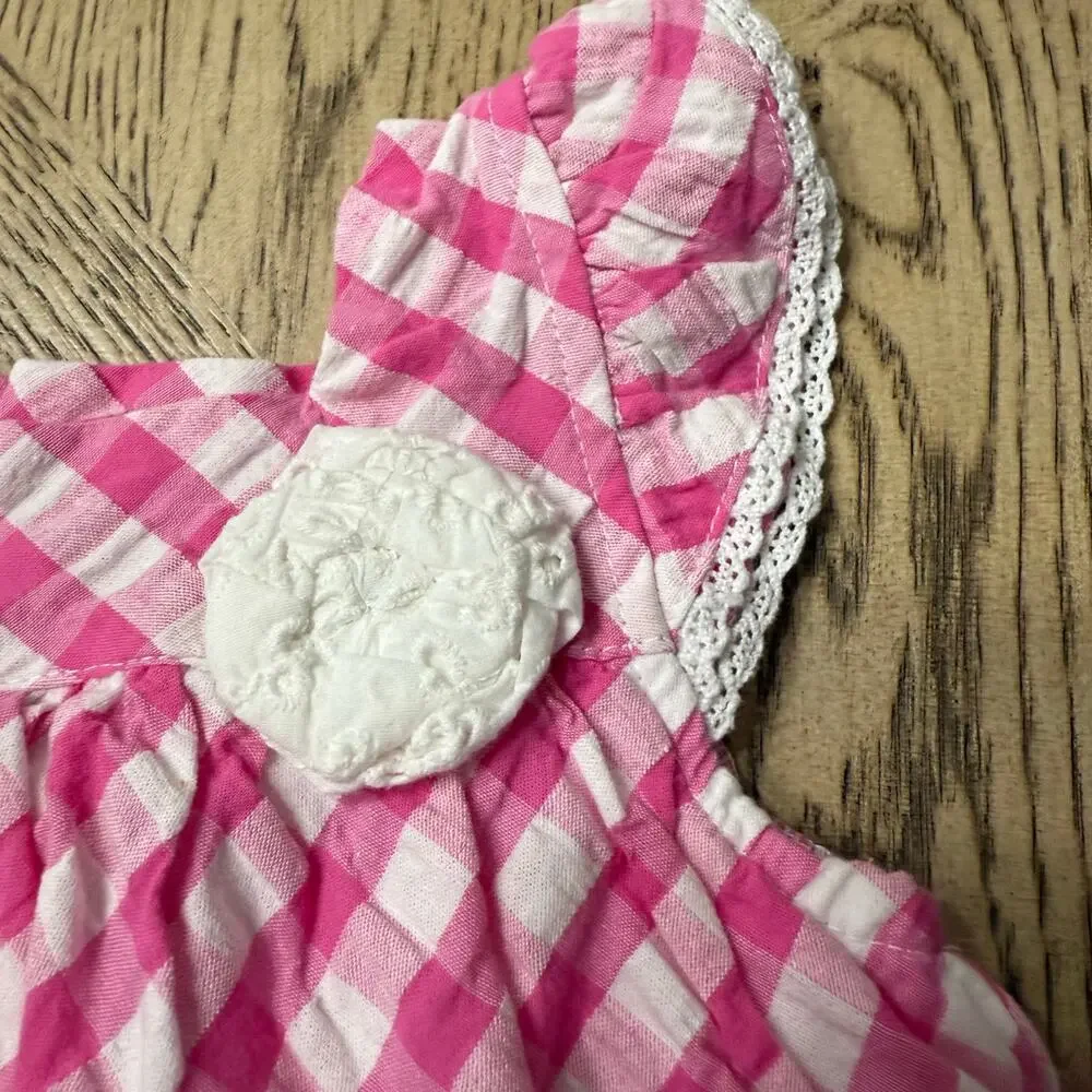 Crown & Ivy‎ Baby Girl Romper Bubble Suit Size 12 Month-White/Pink Check